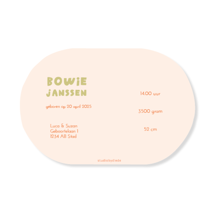 Geboortekaartje Ovaal - Bowie