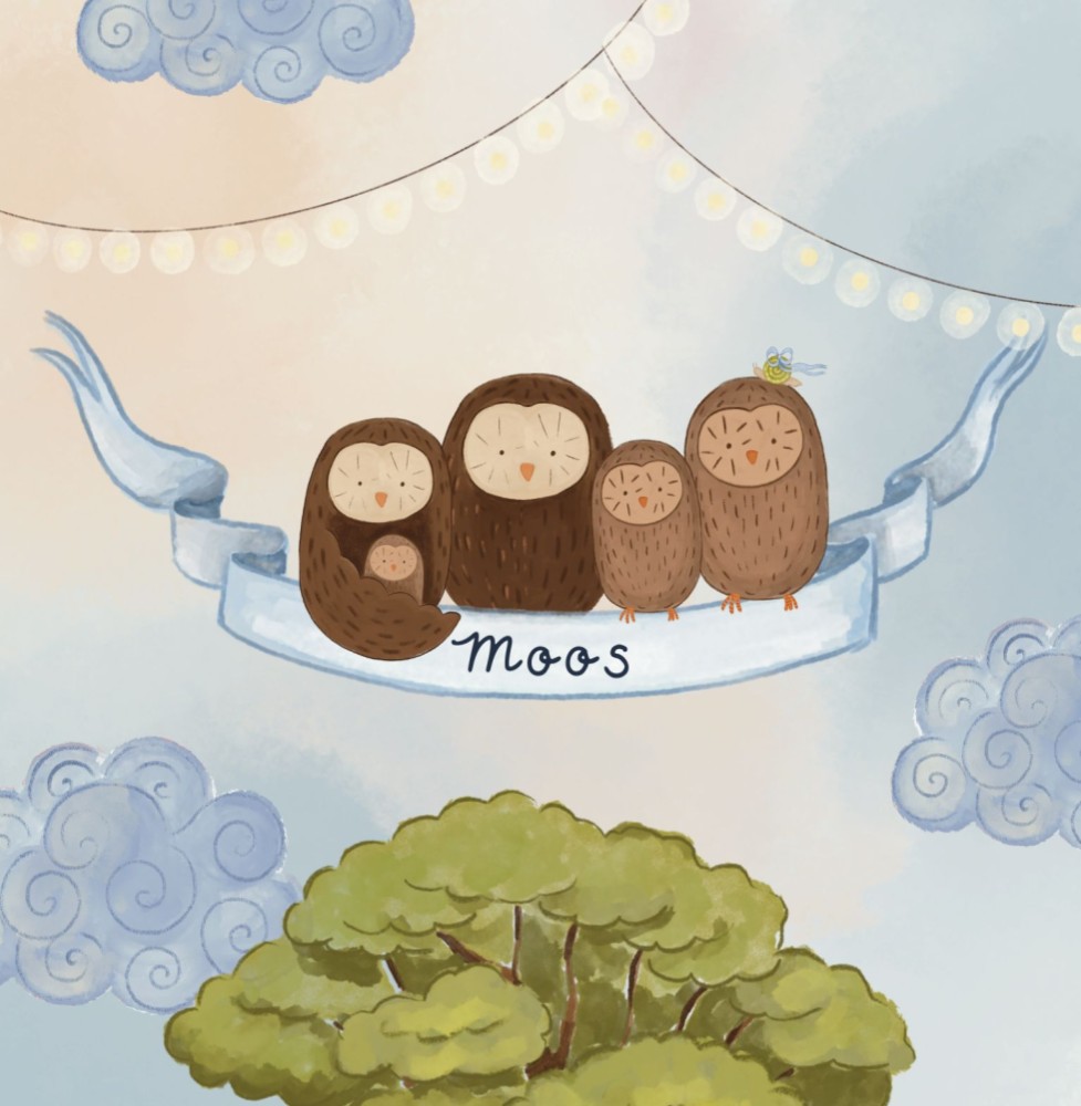 Geboortekaartje 5 uilen - Oos