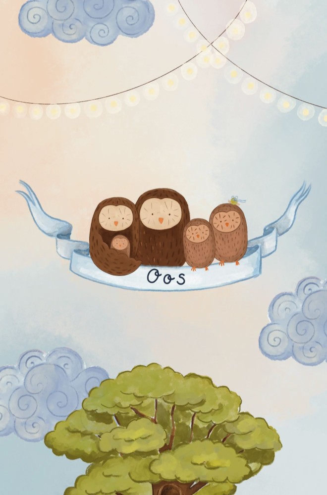 Geboortekaartje 5 uilen - Oos