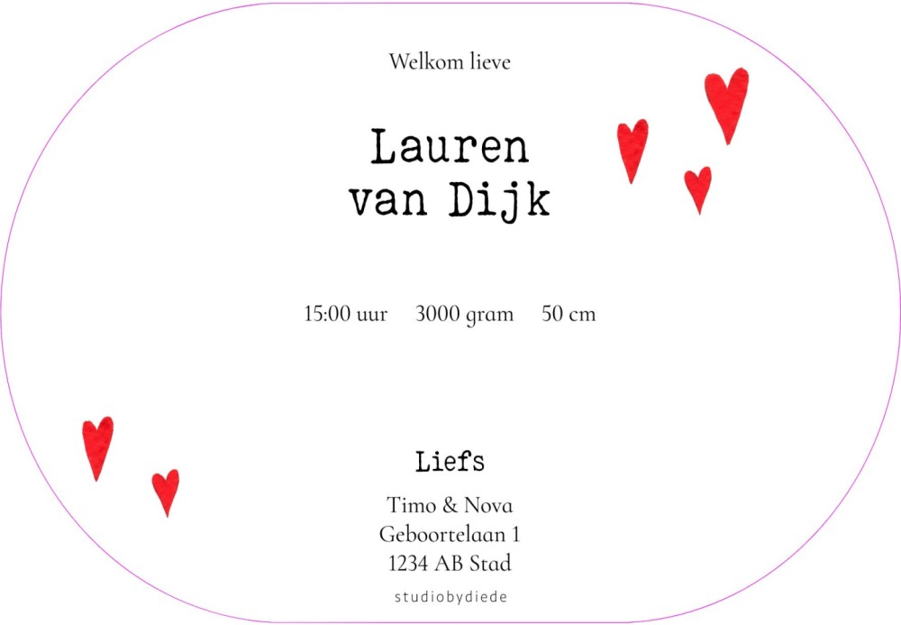 Geboortekaartje konijn Lauren