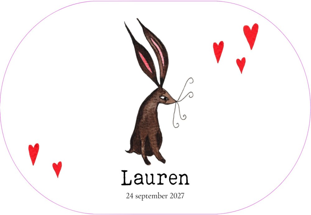 Geboortekaartje konijn Lauren