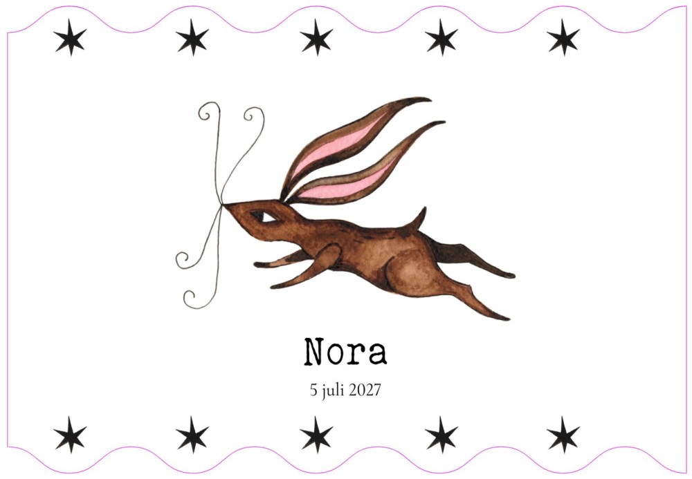 Geboortekaartje konijn Nora