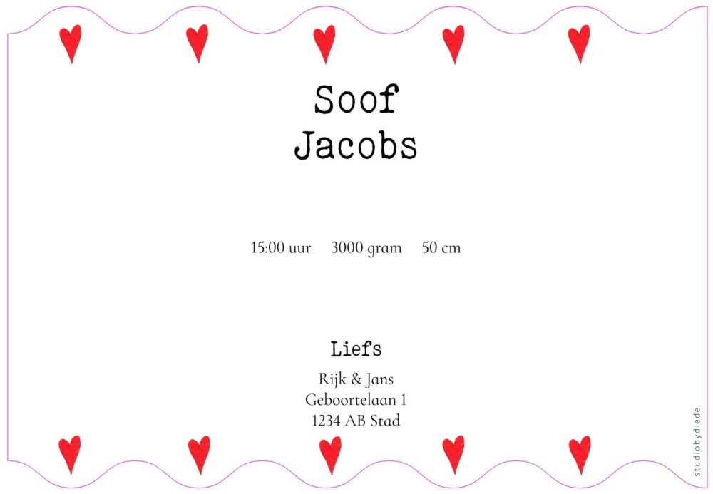 Geboortekaartje konijn Soof