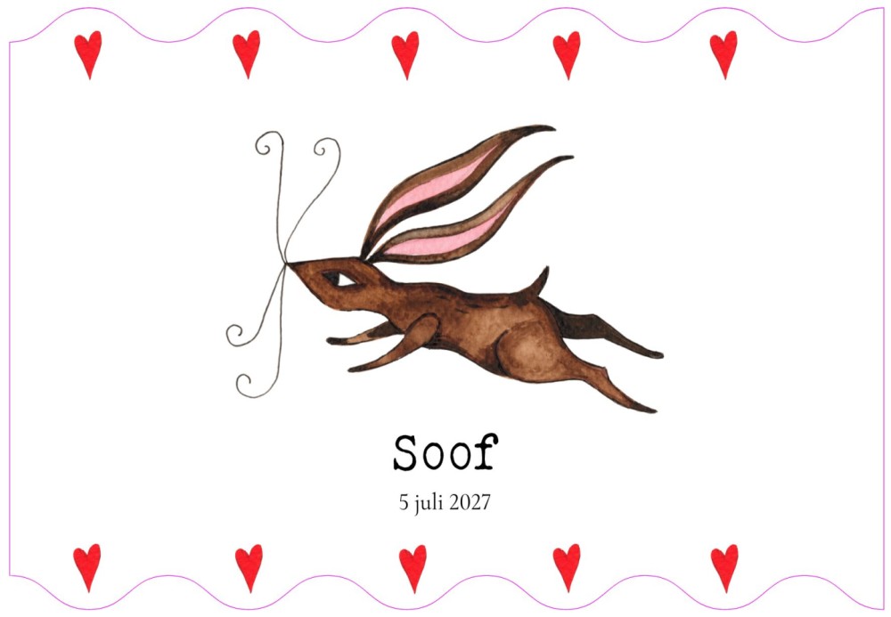 Geboortekaartje konijn Soof