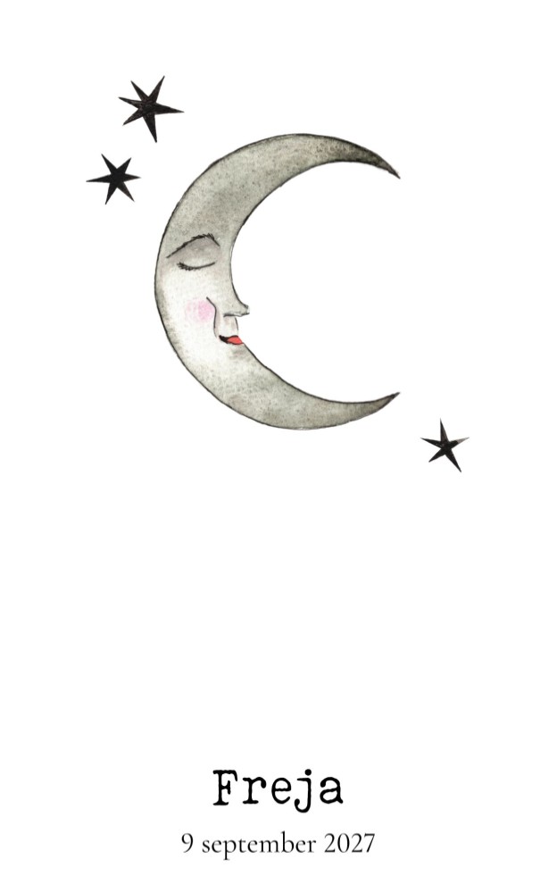 Geboortekaartje halve maan Freja