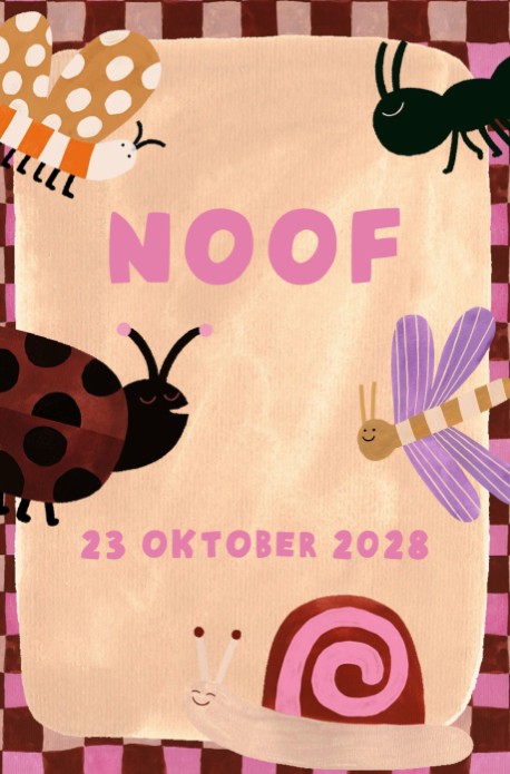 Geboortekaartje meisje diertjes - Noof