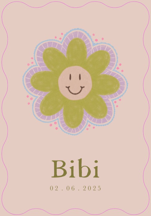 Geboortekaartje meisje happy flower - Bibi