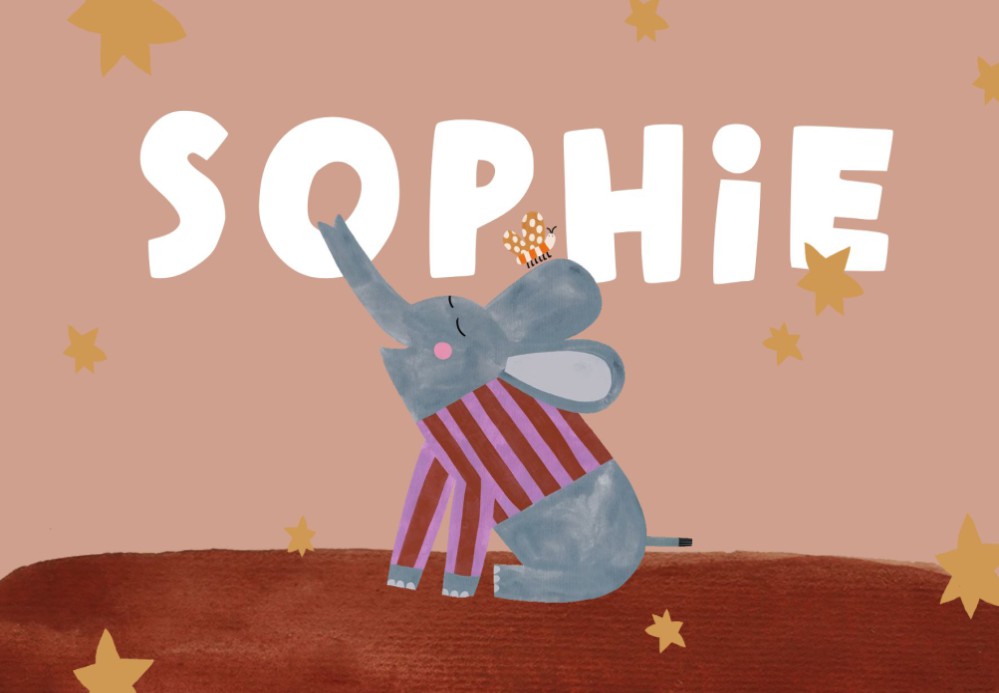 Geboortekaartje meisje olifant - Sophie