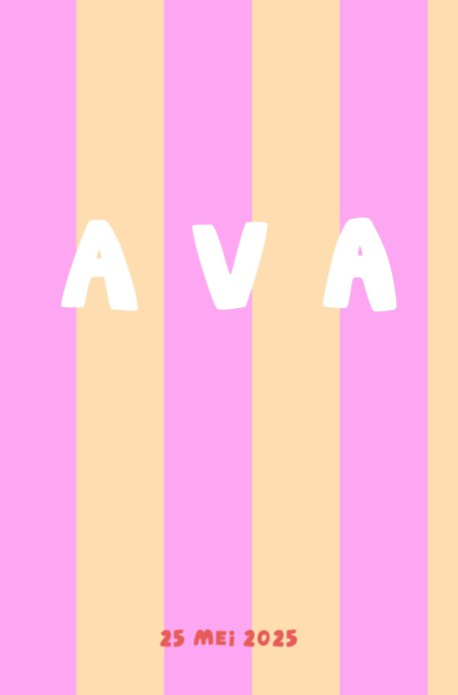 Geboortekaartje meisje streep patroon - Ava