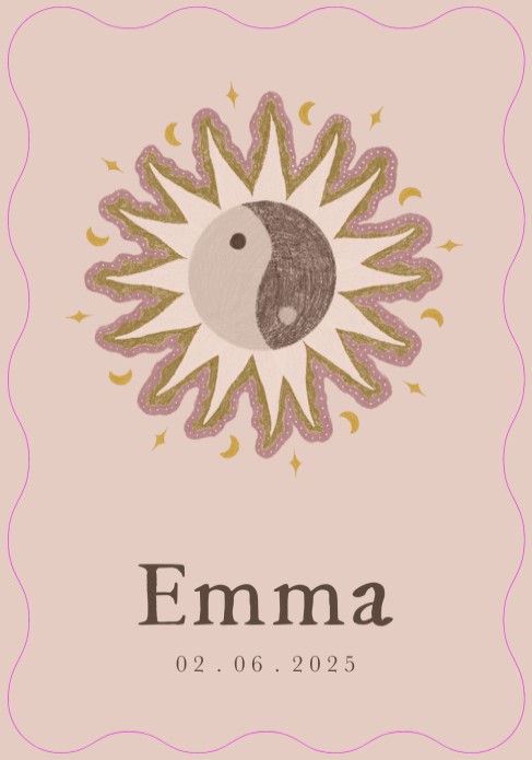 Geboortekaartje neutraal Yin Yang - Emma