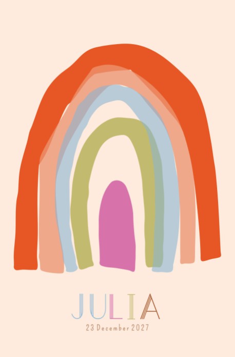 Geboortekaartje - Regenboog - Julia