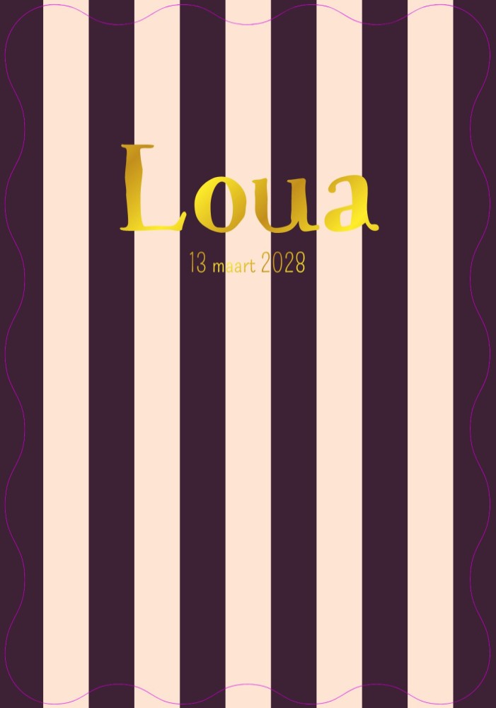 Geboortekaartje strepen en golvend - Loua