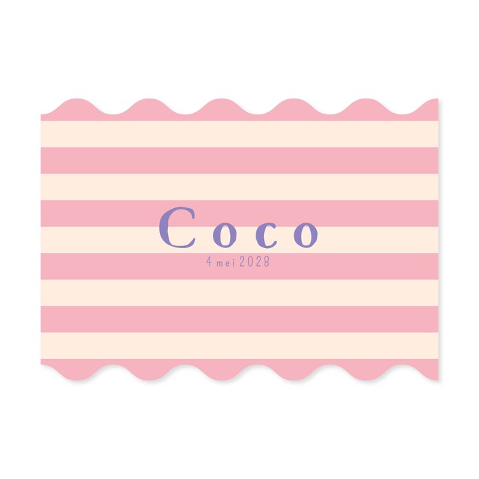 Geboortekaartje streep en golvend - Coco