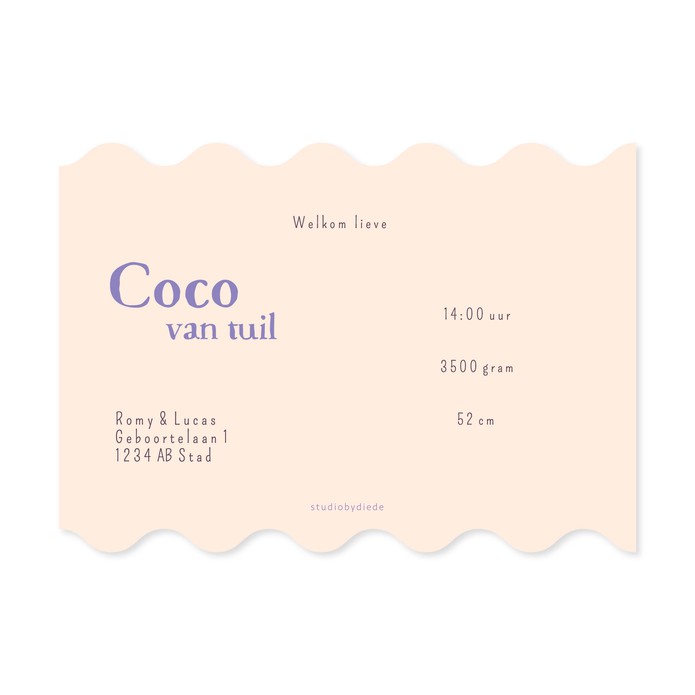Geboortekaartje streep en golvend - Coco