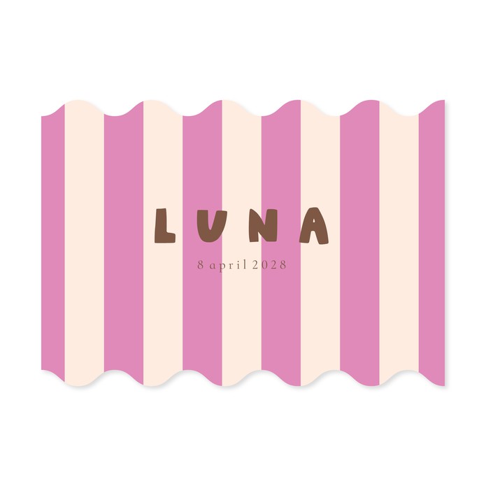 Geboortekaartje golvend en streep - Luna