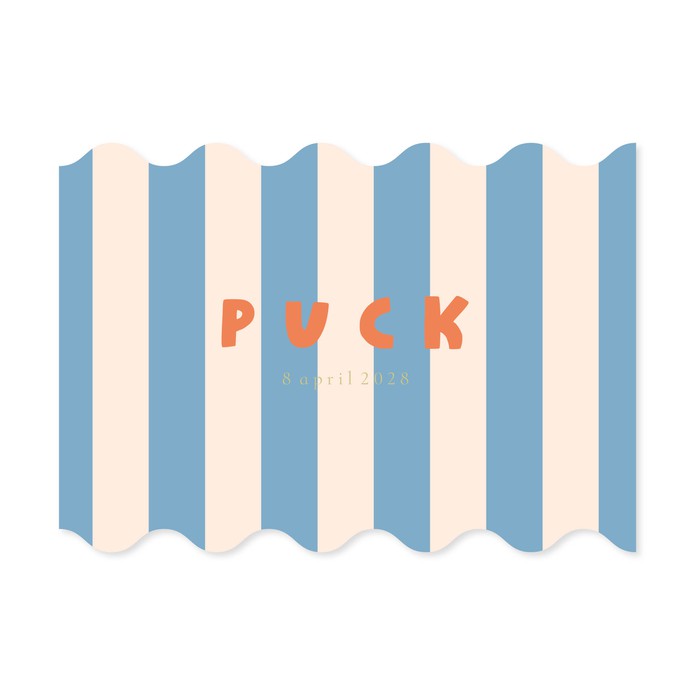 Geboortekaartje golvend en streep - Puck
