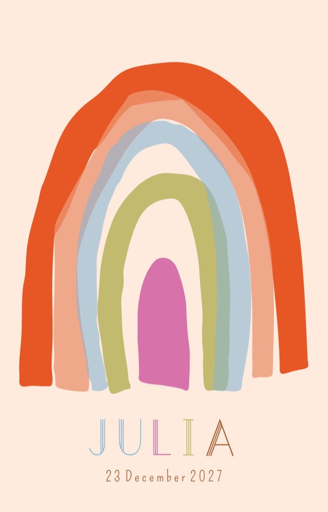 Julia | Geboortekaartje regenboog
