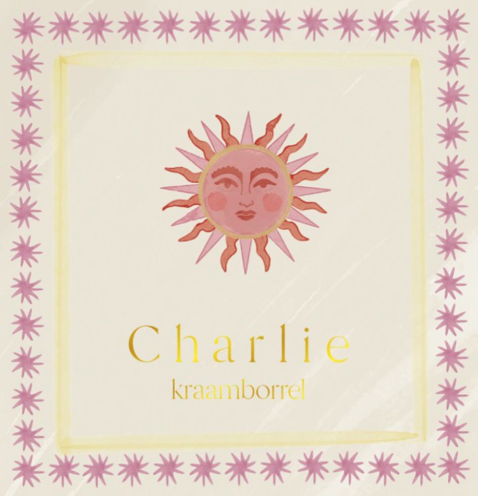 Kraamborrel kaartje ster en zon - Charlie