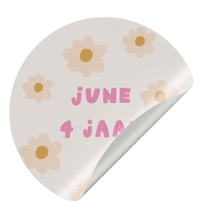 Sluitsticker jarig - bloemen