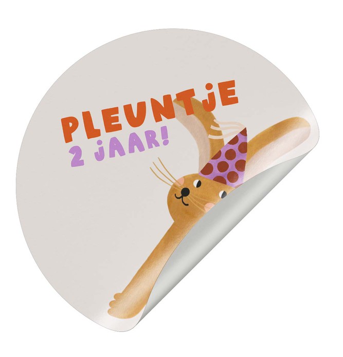 Sluitsticker - konijn met feestmuts