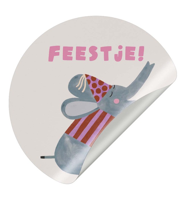 Sluitsticker - olifant met feestmuts