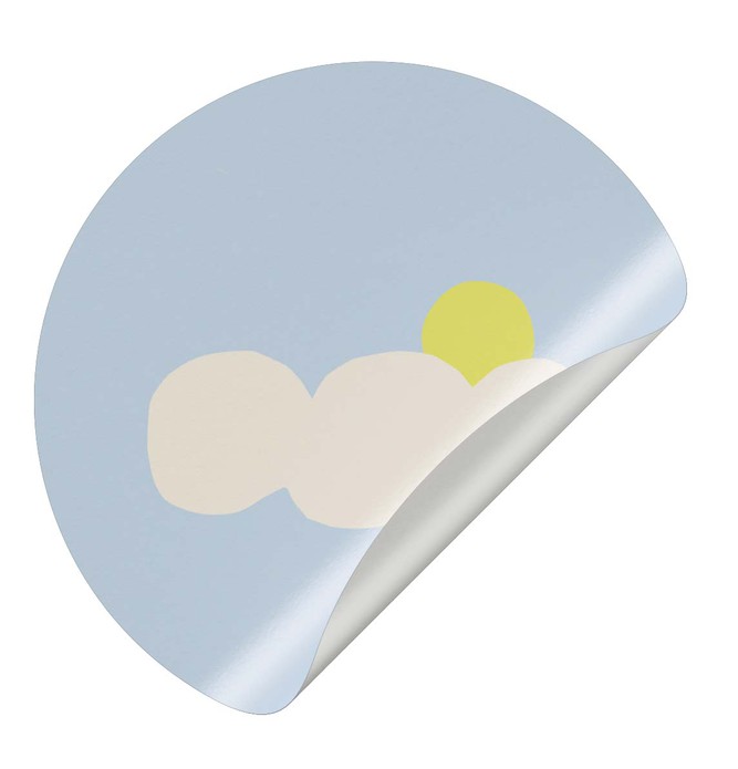 Sluitsticker wolk en zon - blauw