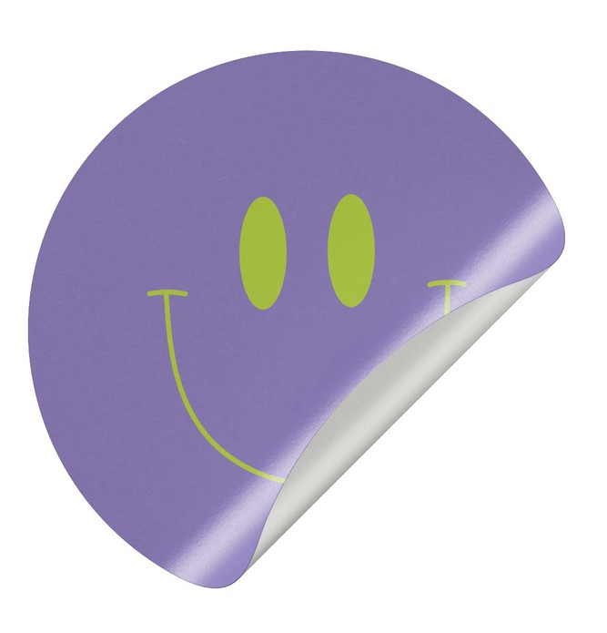 Sluitsticker smiley paars