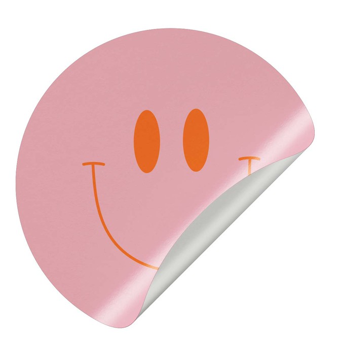 Sluitsticker smiley roze
