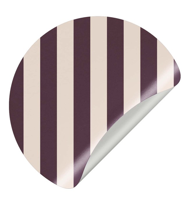 Sluitsticker streep patroon paars-beige