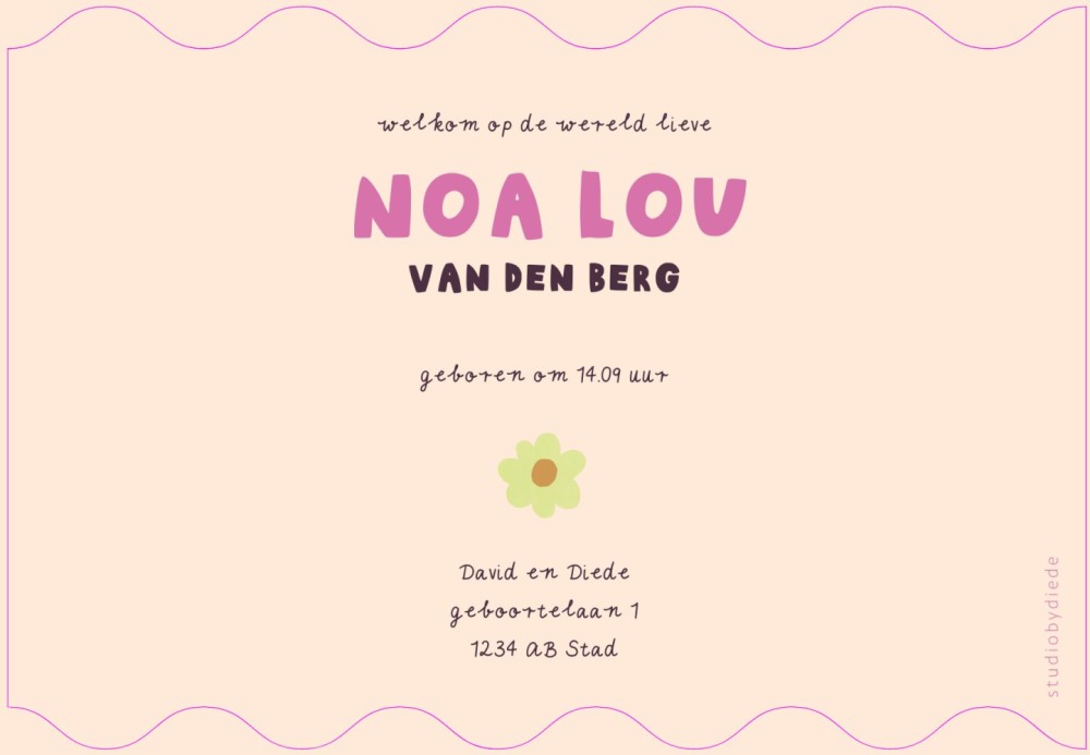 Noa Lou | Geboortekaartje strepen