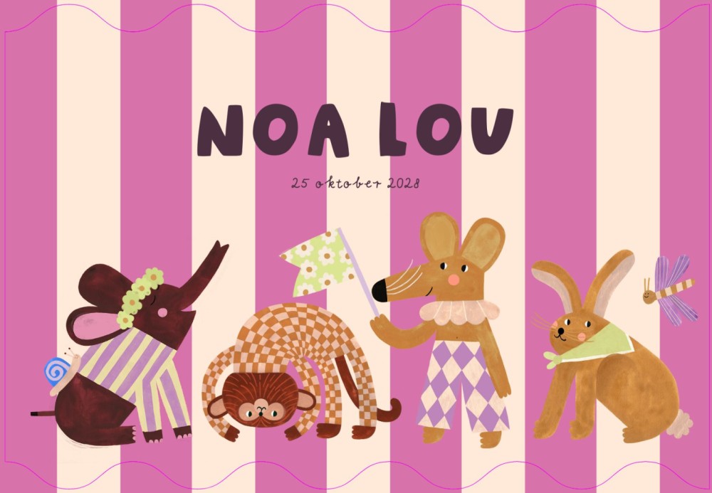 Noa Lou | Geboortekaartje strepen