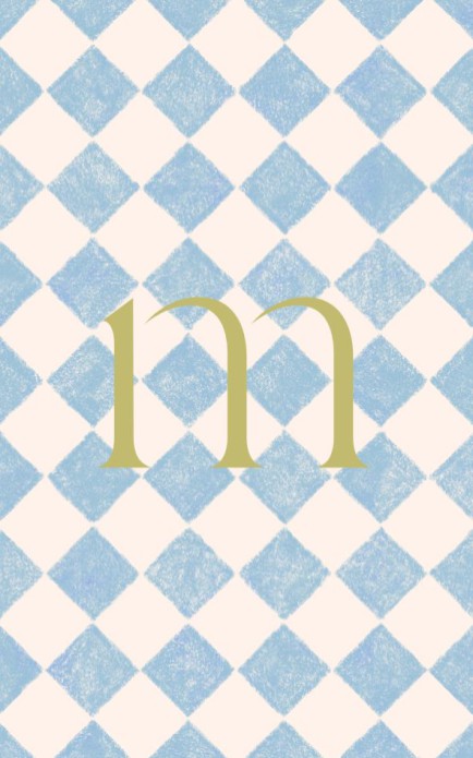 Persoonlijke postzegel - blauw ruitjes patroon