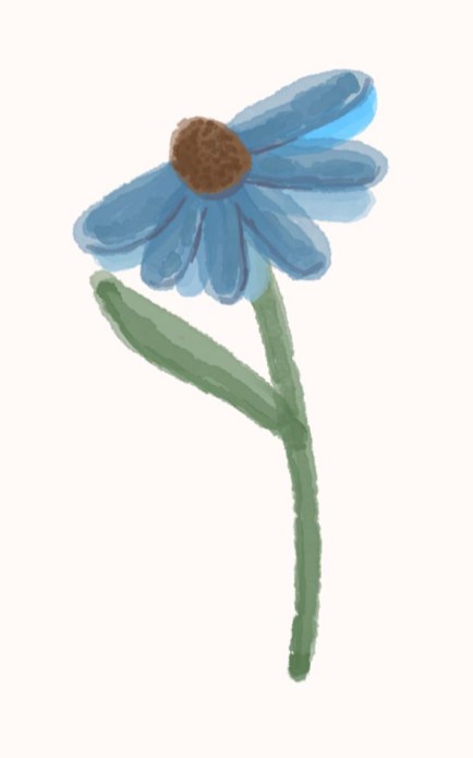 Persoonlijke postzegel blauwe bloem watercolor