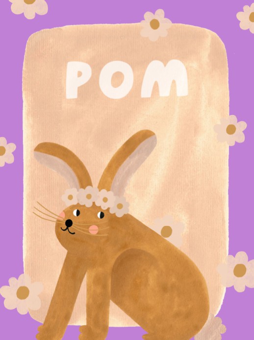 Poster bloemen konijn pom - 30x40