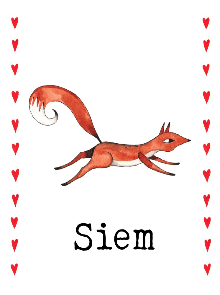 Poster eekhoorn met hartjes - Siem