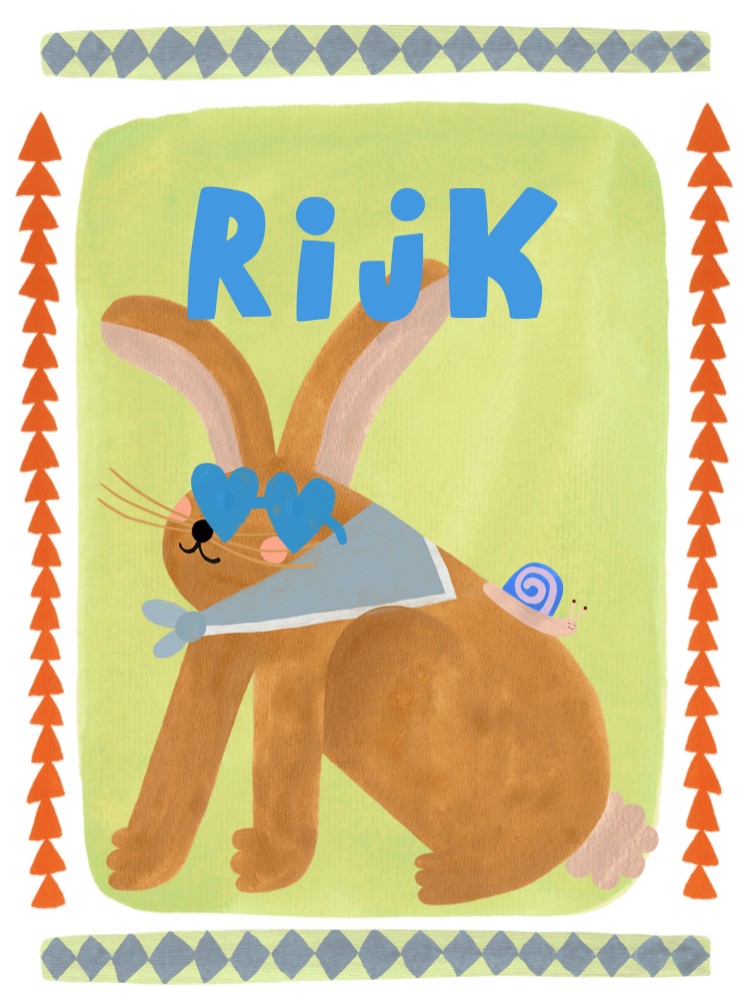 Poster konijn Rijk | 30 x 40 cm