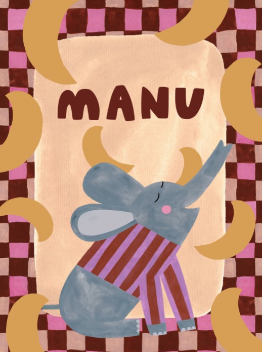 Poster maan olifant - Manu 30x40