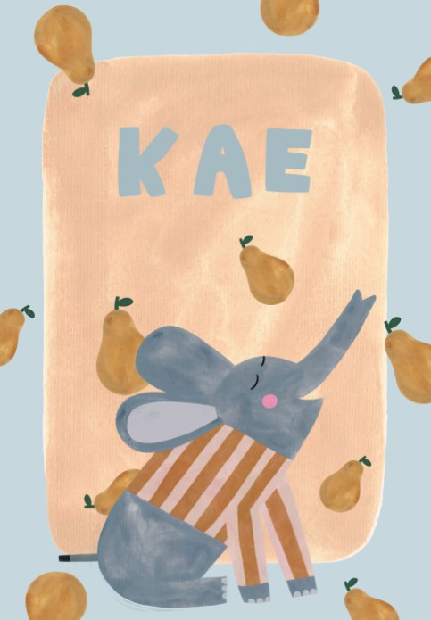 Poster olifant Kae -  21x30