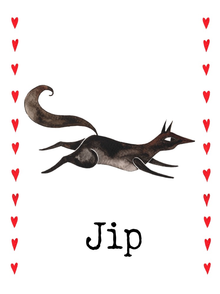 Poster wolf met hartjes - Jip