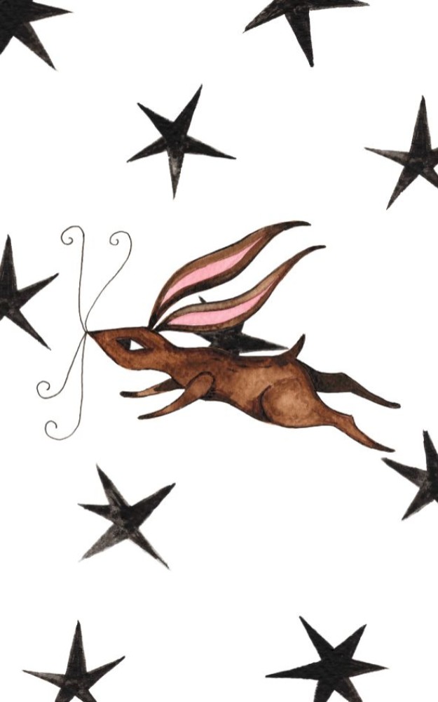 Postzegel - konijn met sterrenpatroon Atelier Fabel