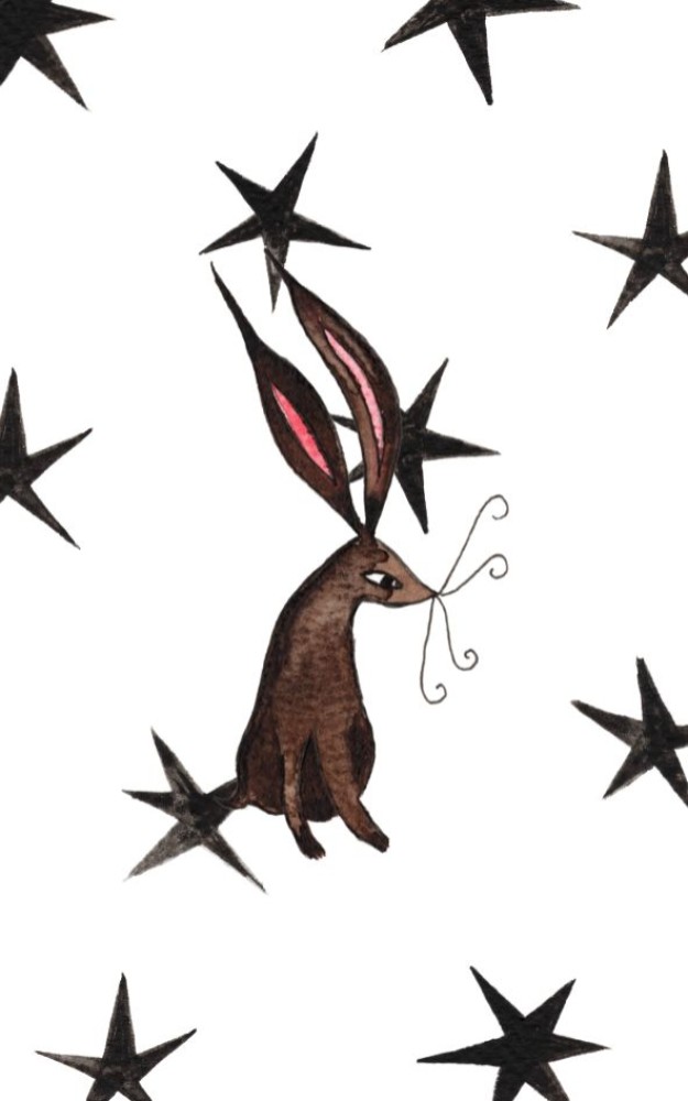 Postzegel - konijn zittend met sterrenpatroon Atelier Fabel