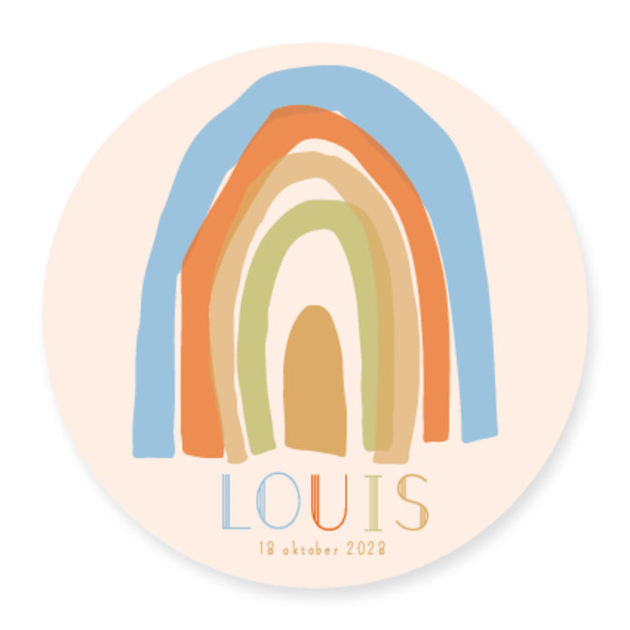 Geboortekaart Regenboog rond blauw - Louis