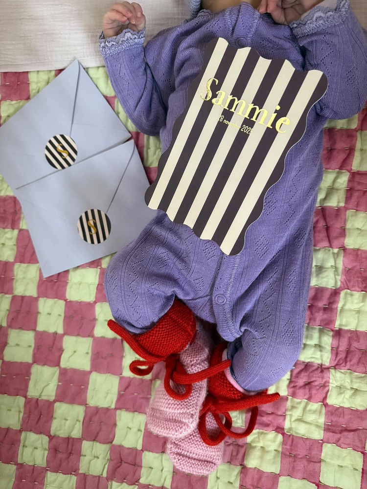 Geboortekaartje strepen en golvend - Loua