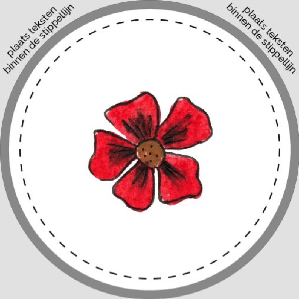 Sluitsticker - rode bloem Atelier Fabel