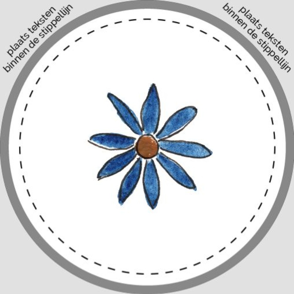 Sluitsticker - blauwe bloem Atelier Fabel