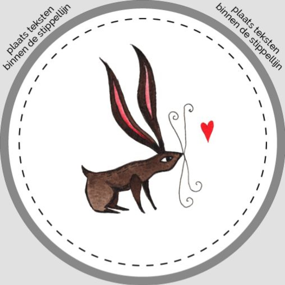 Sluitsticker - zittend konijn met hartje Atelier Fabel