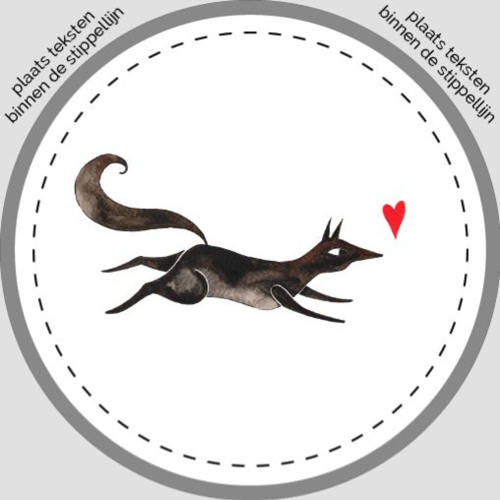 Sluitsticker - wolf met hartje Atelier Fabel