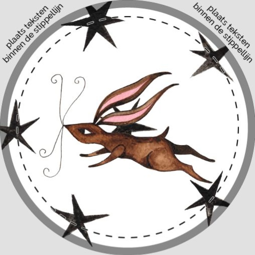 Sluitsticker - konijn met sterrenpatroon Atelier Fabel