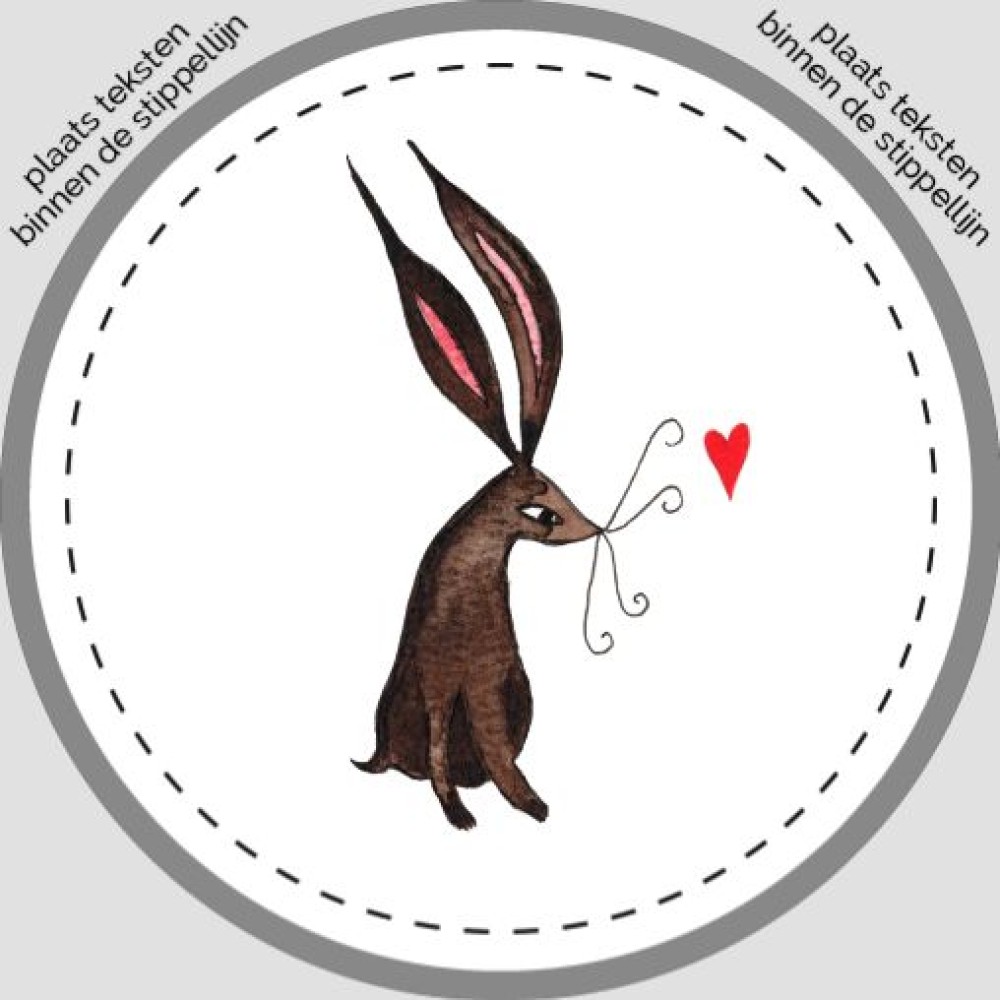 Sluitsticker - konijn zittend met hartje Atelier Fabel