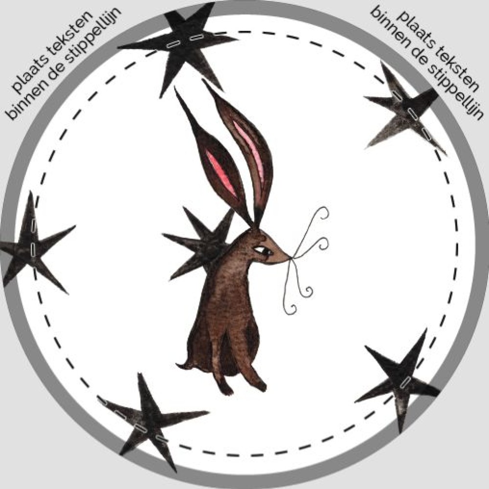 Sluitsticker - konijn zittend met sterrenpatroon Atelier Fabel